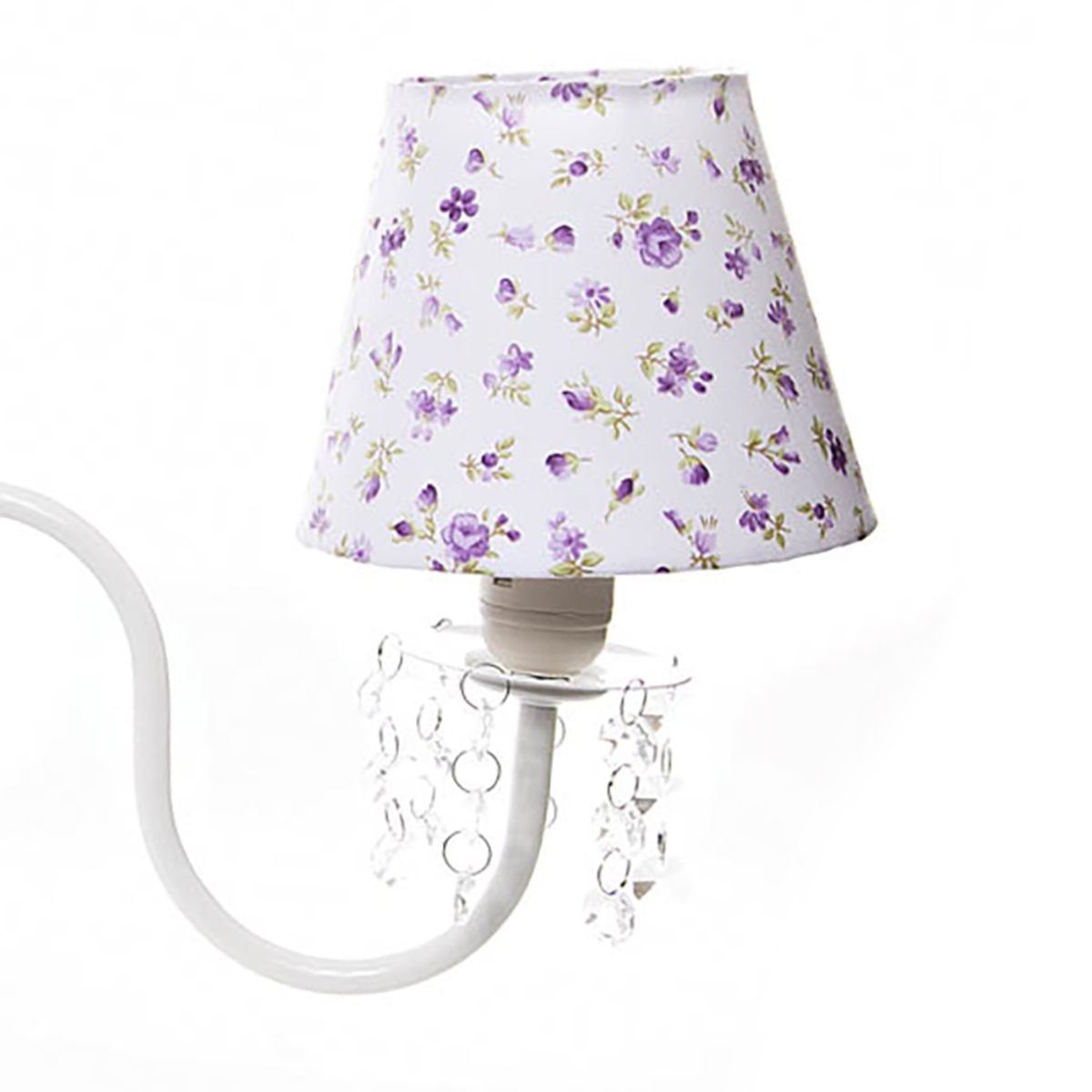Lustre 3L Cristais 3 Flores P Lilás Quarto Bebê Infantil Menina