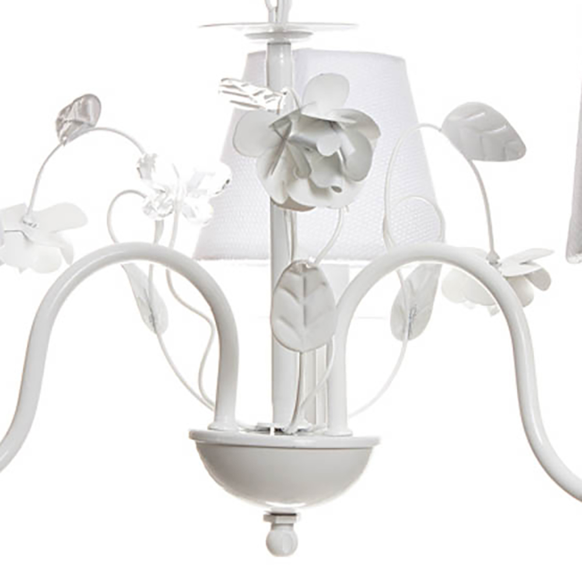 Lustre 3L Floral Branco Quarto Bebê Infantil