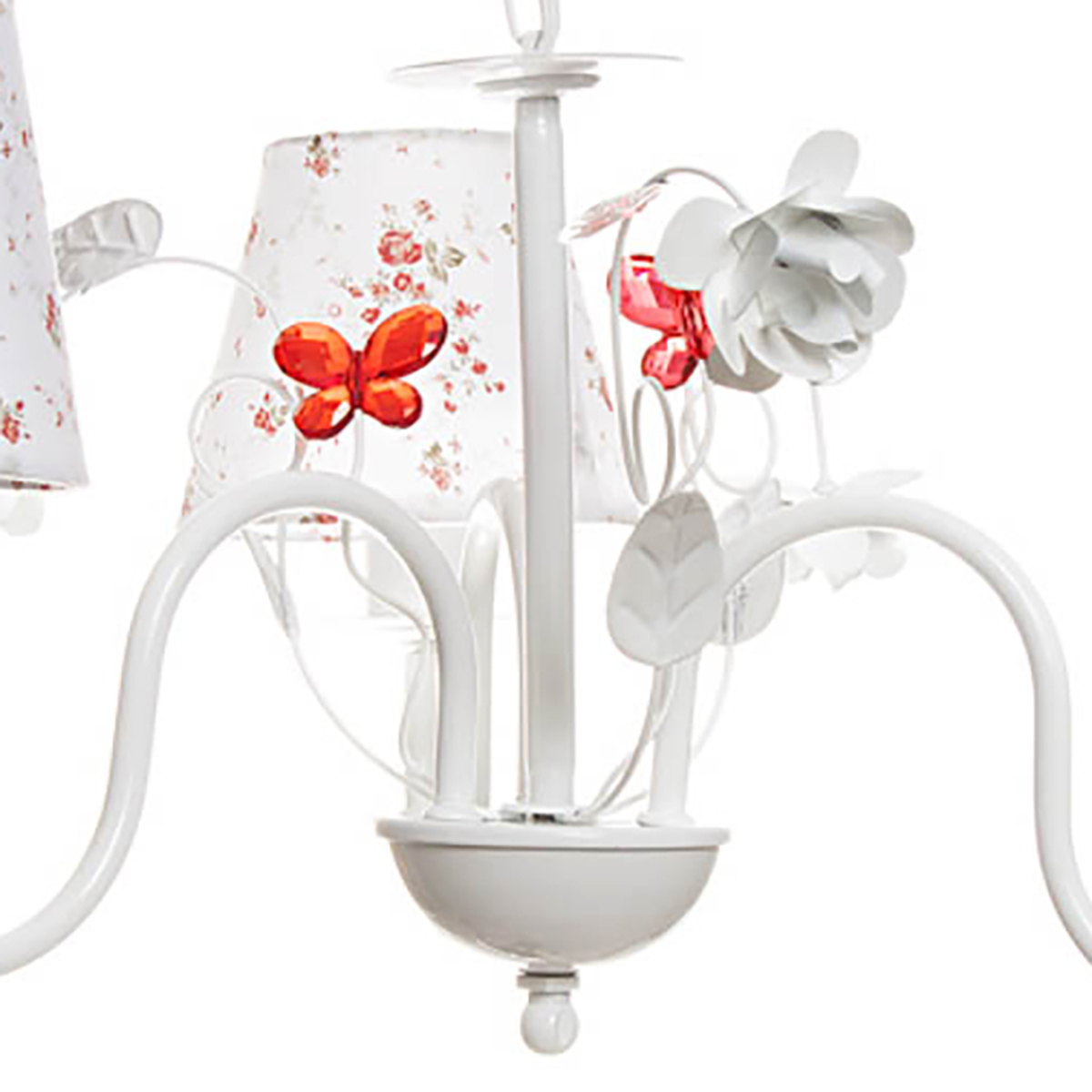 Lustre 3L Floral Vermelho Quarto Bebê Infantil