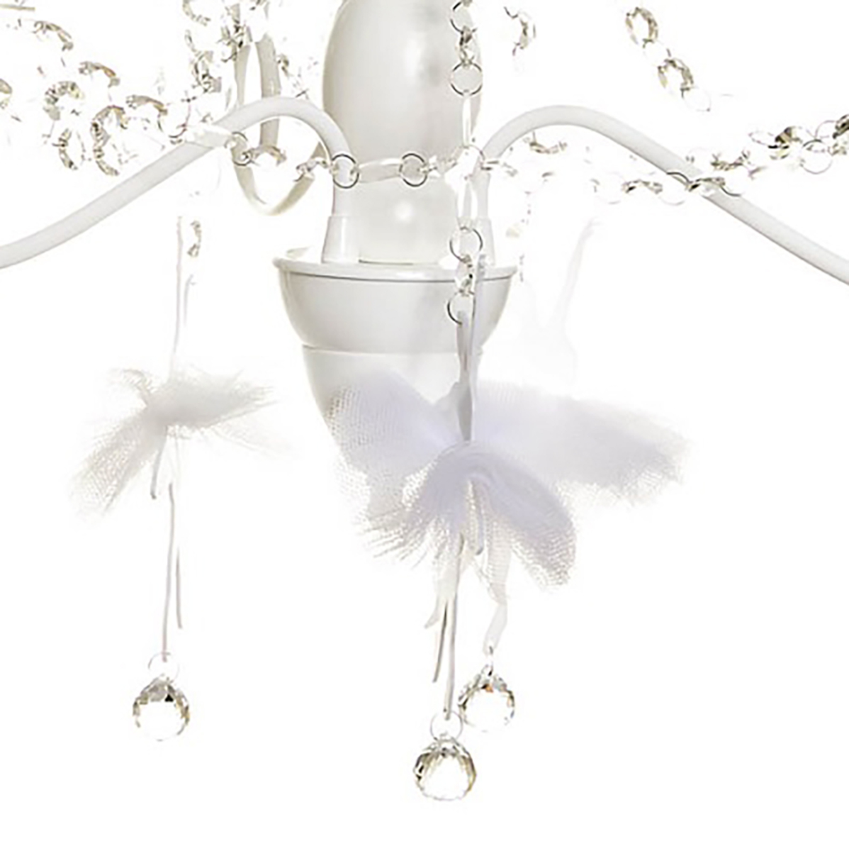 Lustre 3L Haste Madeira E Bailarinas Brancas Quarto Bebê Infantil Menina