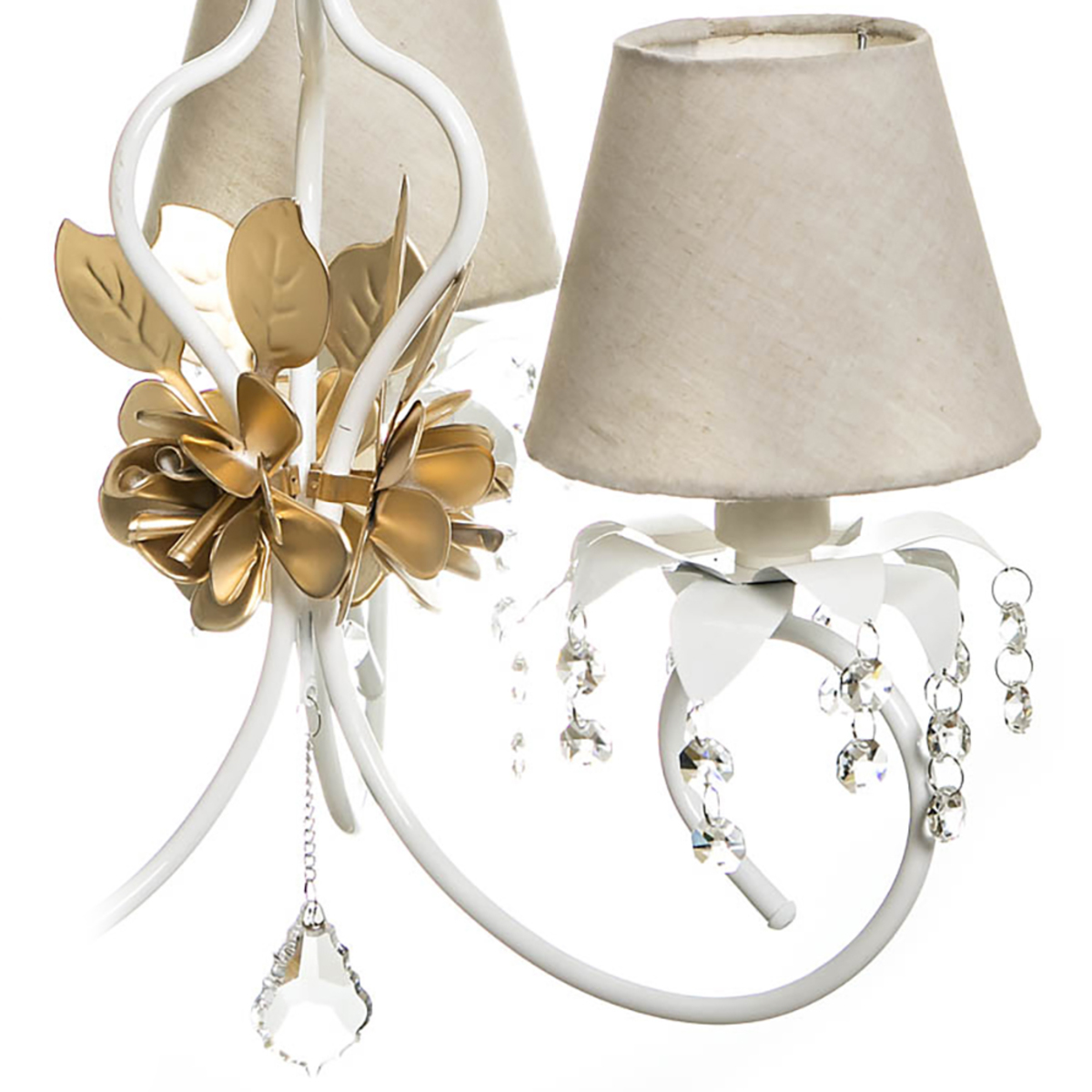 Lustre 3L Imperial Flor Dourada Quarto Bebê Infantil
