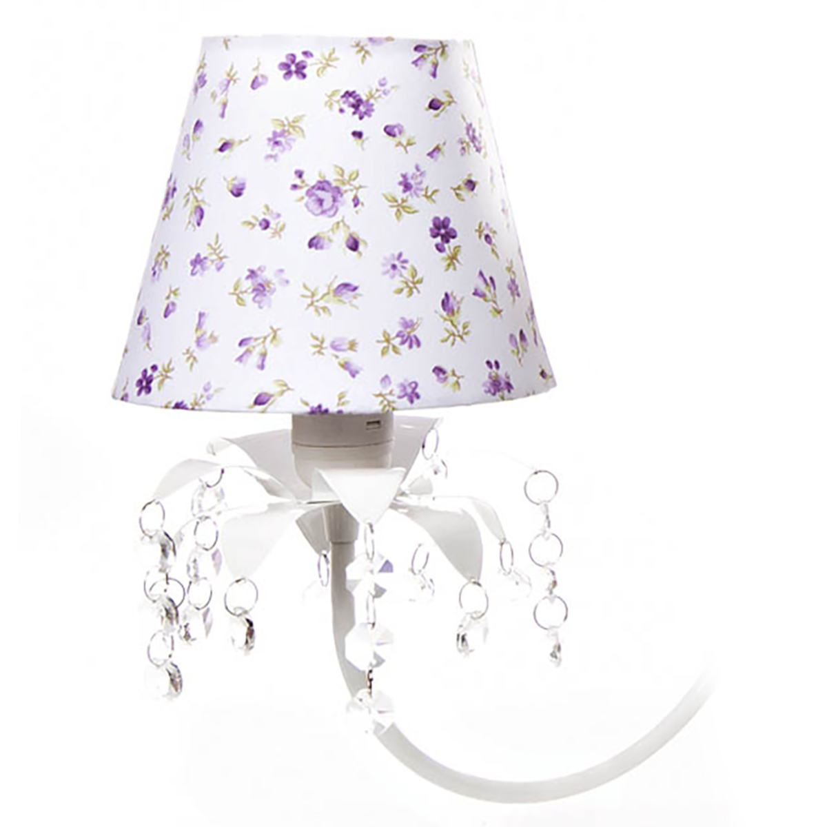 Lustre 3L Primavera Cristais 2 Flores G Lilás Quarto Bebê Infantil