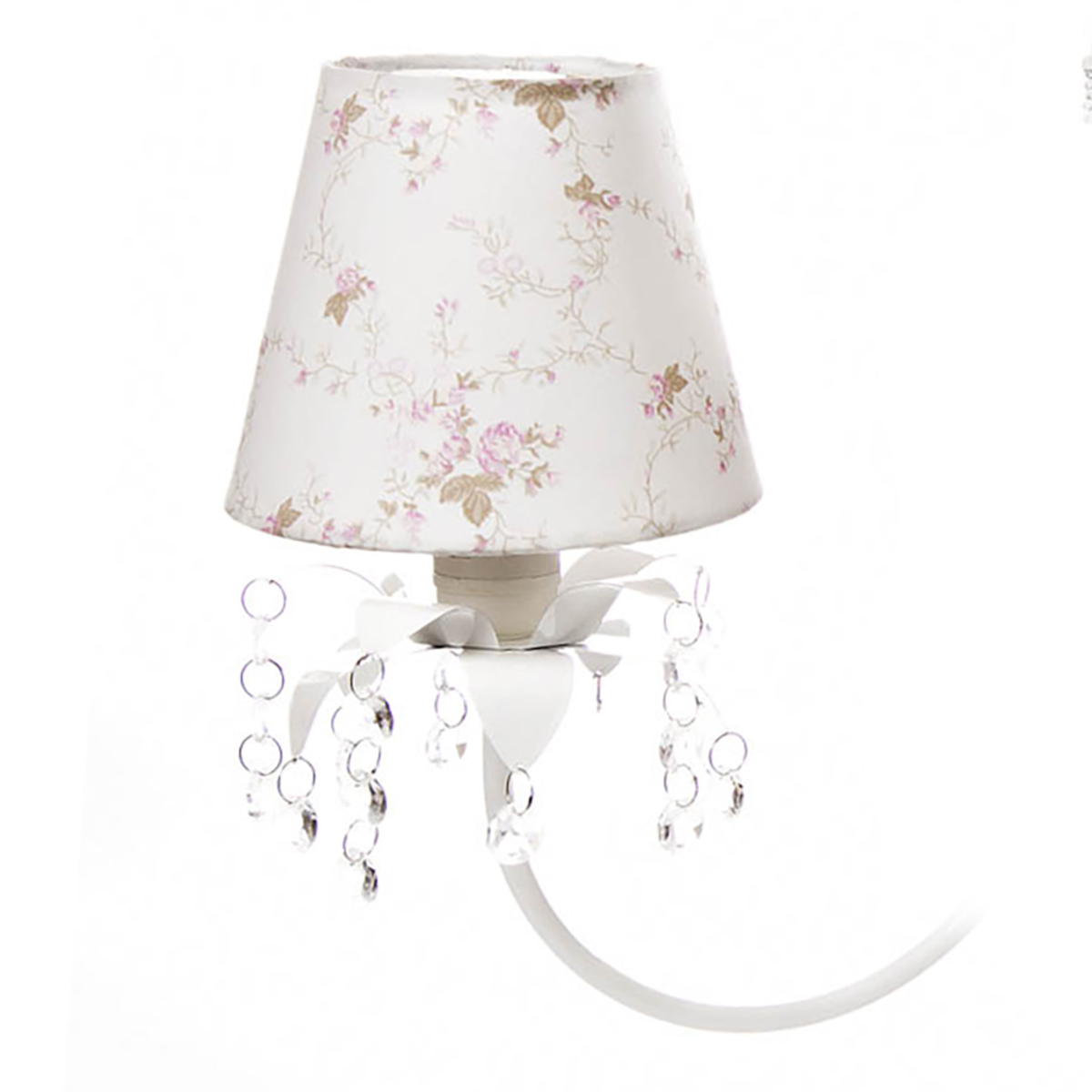 Lustre 3L Primavera Cristais 2 Flores G Rosa Quarto Bebê Infantil