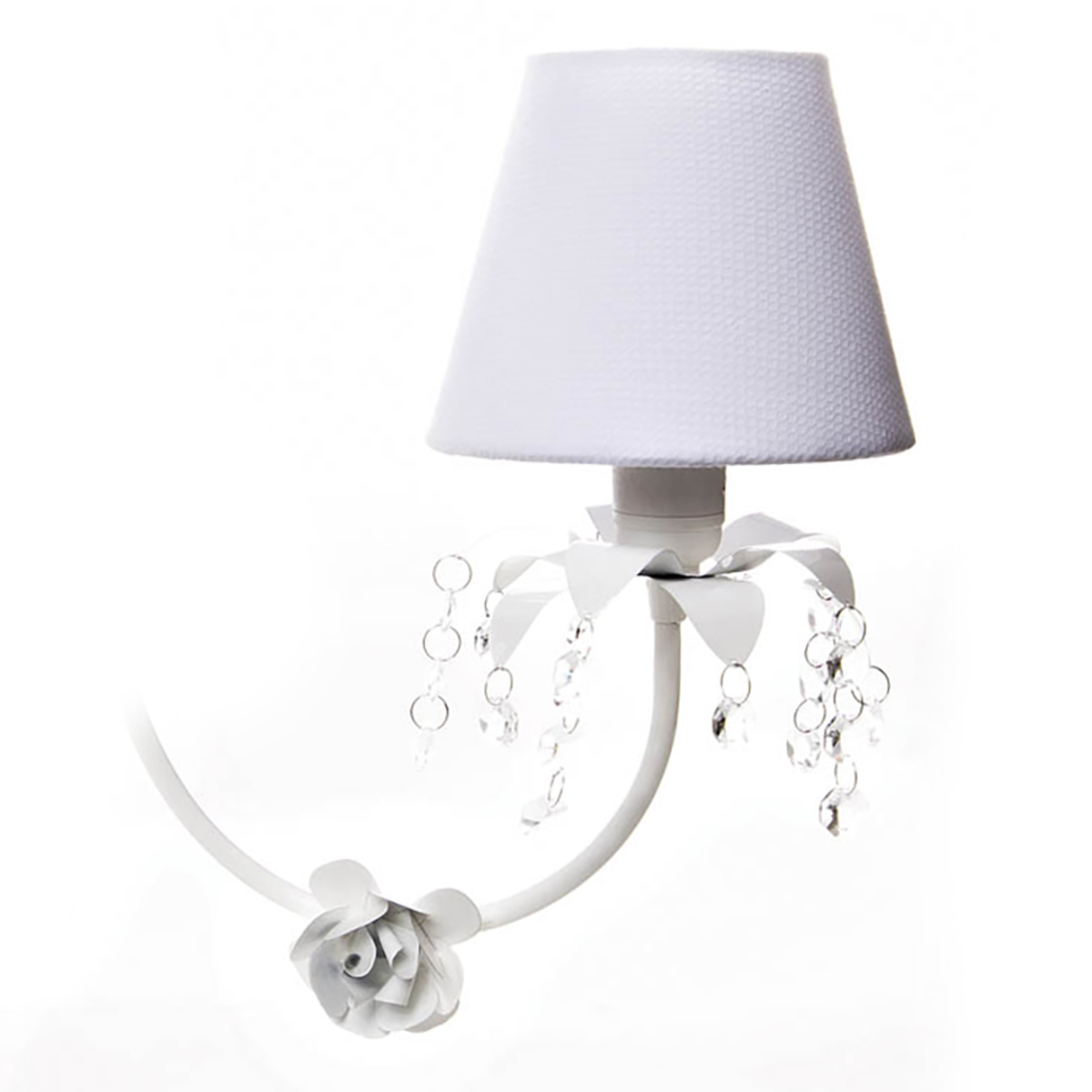 Lustre 3L Primavera Cristais 3 Flores P Branco Quarto Bebê Infantil