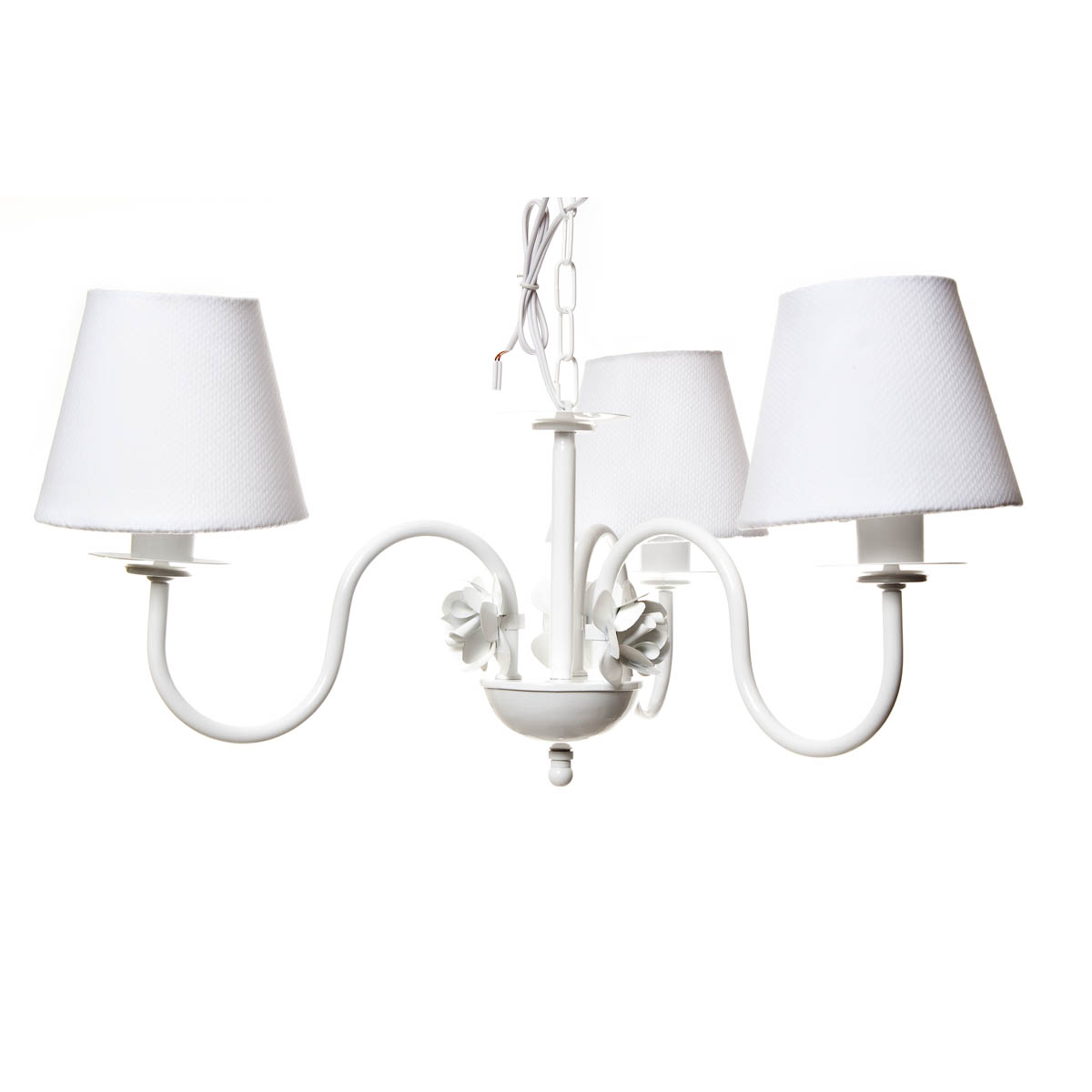 Lustre 3L Simples 3 Flores P Branco Quarto Bebê Infantil Menina Menino