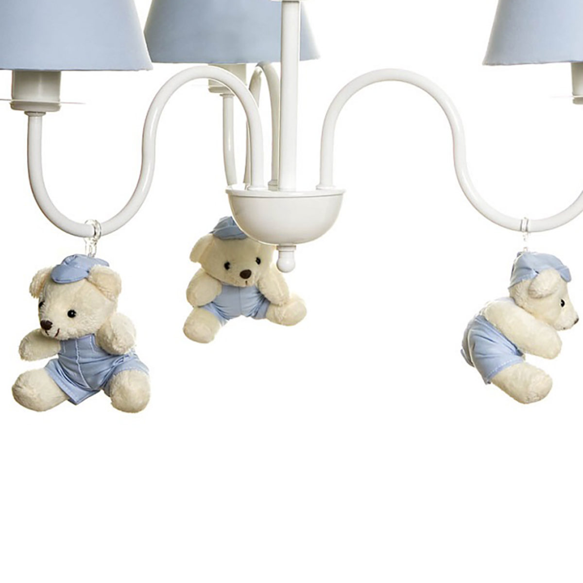 Lustre 3L Simples Com 3 Ursinhos De Boné Quarto Bebê Infantil
