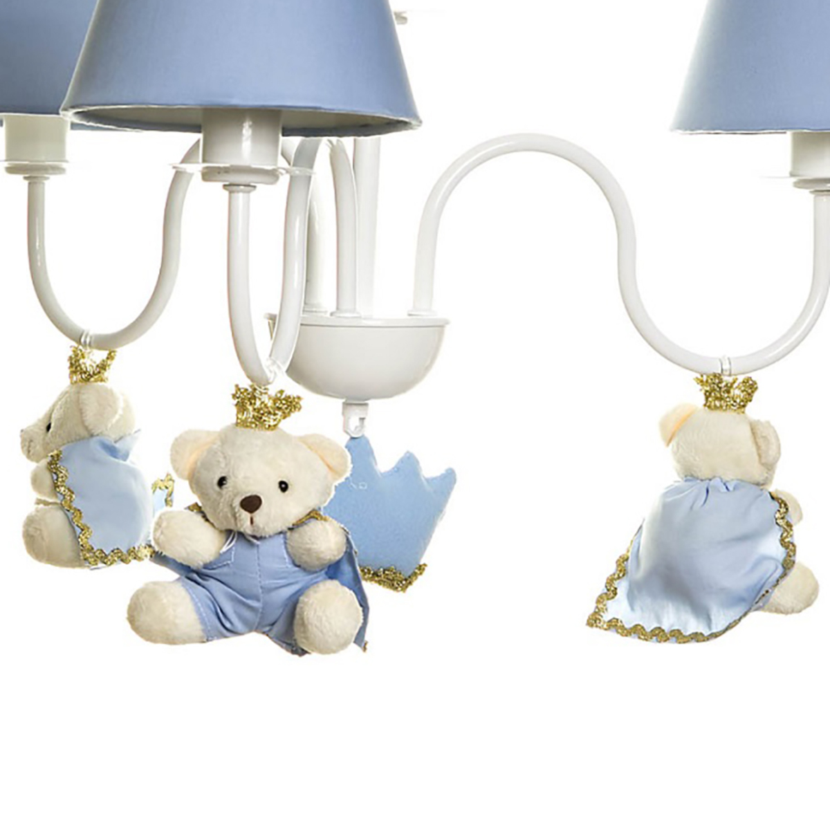 Lustre 3L Simples Com 3 Ursinhos Prí­ncipes Quarto Bebê Infantil