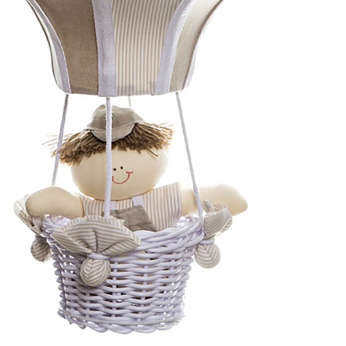 Lustre Balão G Bege Com Boneco Quarto Bebê Infantil