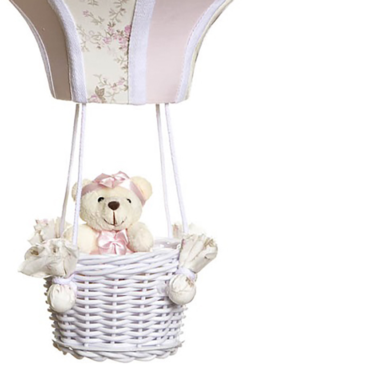 Lustre Balão G Rosa Com Ursinha Quarto Bebê Infantil