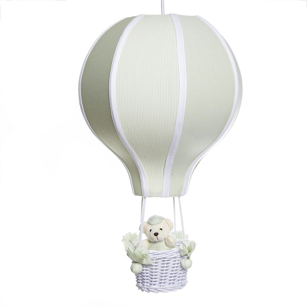 Lustre Balão G Verde Com Ursinho Quarto Bebê Infantil