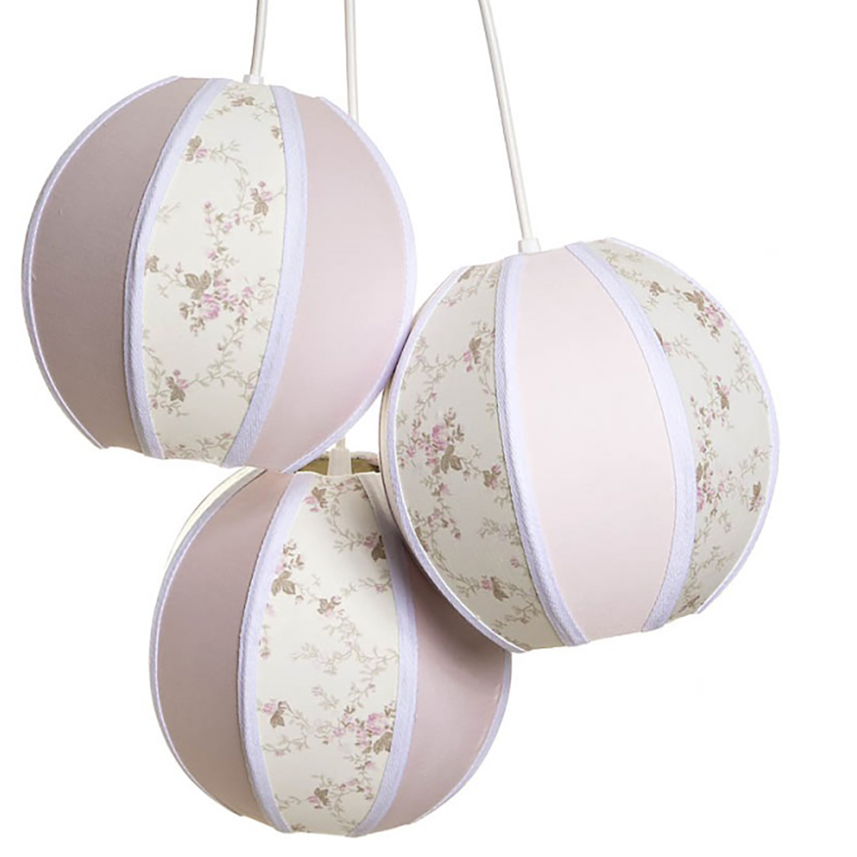 Lustre Pendente 3 Bolinhas Rosa Quarto Bebê Infantil Menina