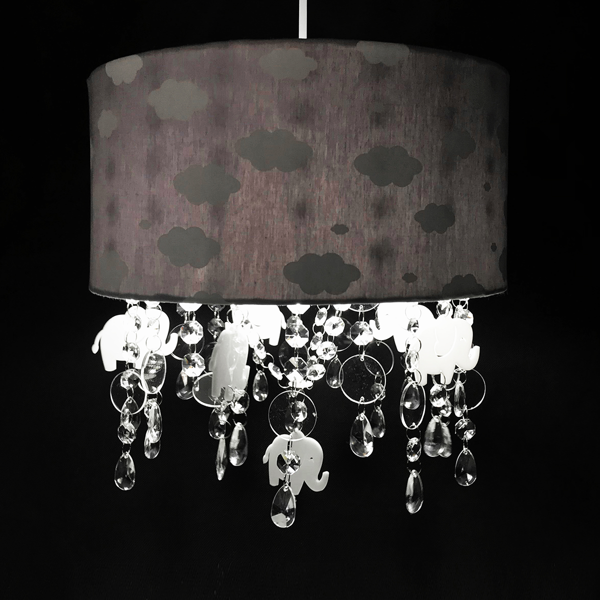 Lustre Tubular Cristais Nuvem Elefante Quarto Bebê Infantil Menino Menina