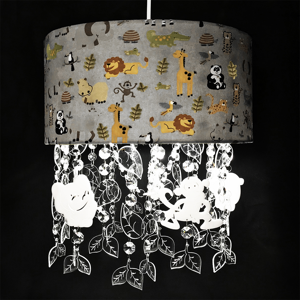 Lustre Tubular Cristais Safári Quarto Bebê Infantil Menino Menina