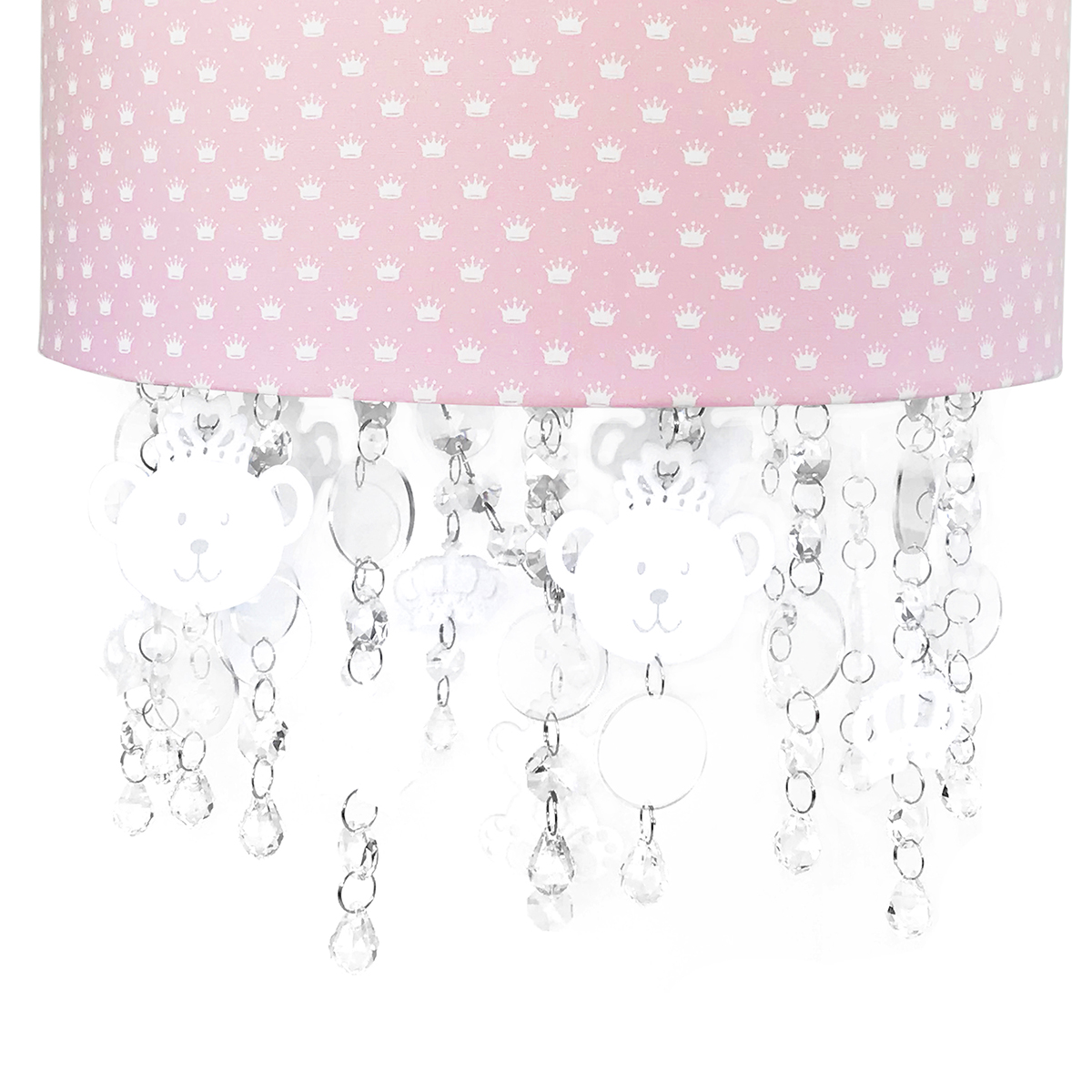 Lustre Tubular Cristais Ursinha Princesa Quarto Bebê Infantil Menina
