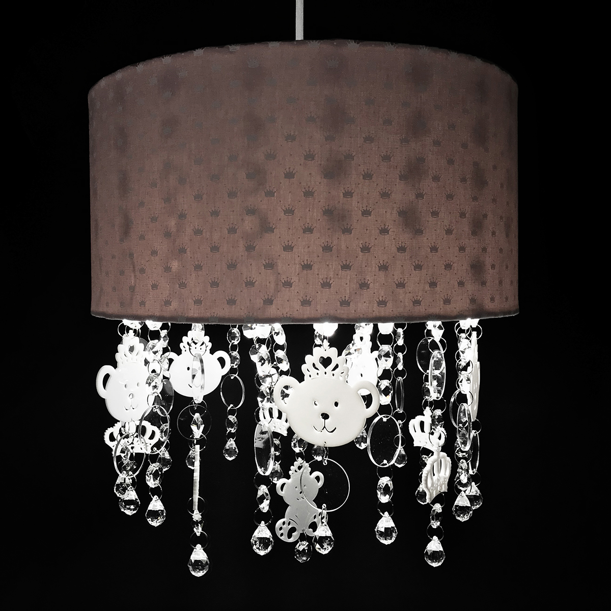Lustre Tubular Cristais Ursinha Princesa Quarto Bebê Infantil Menina