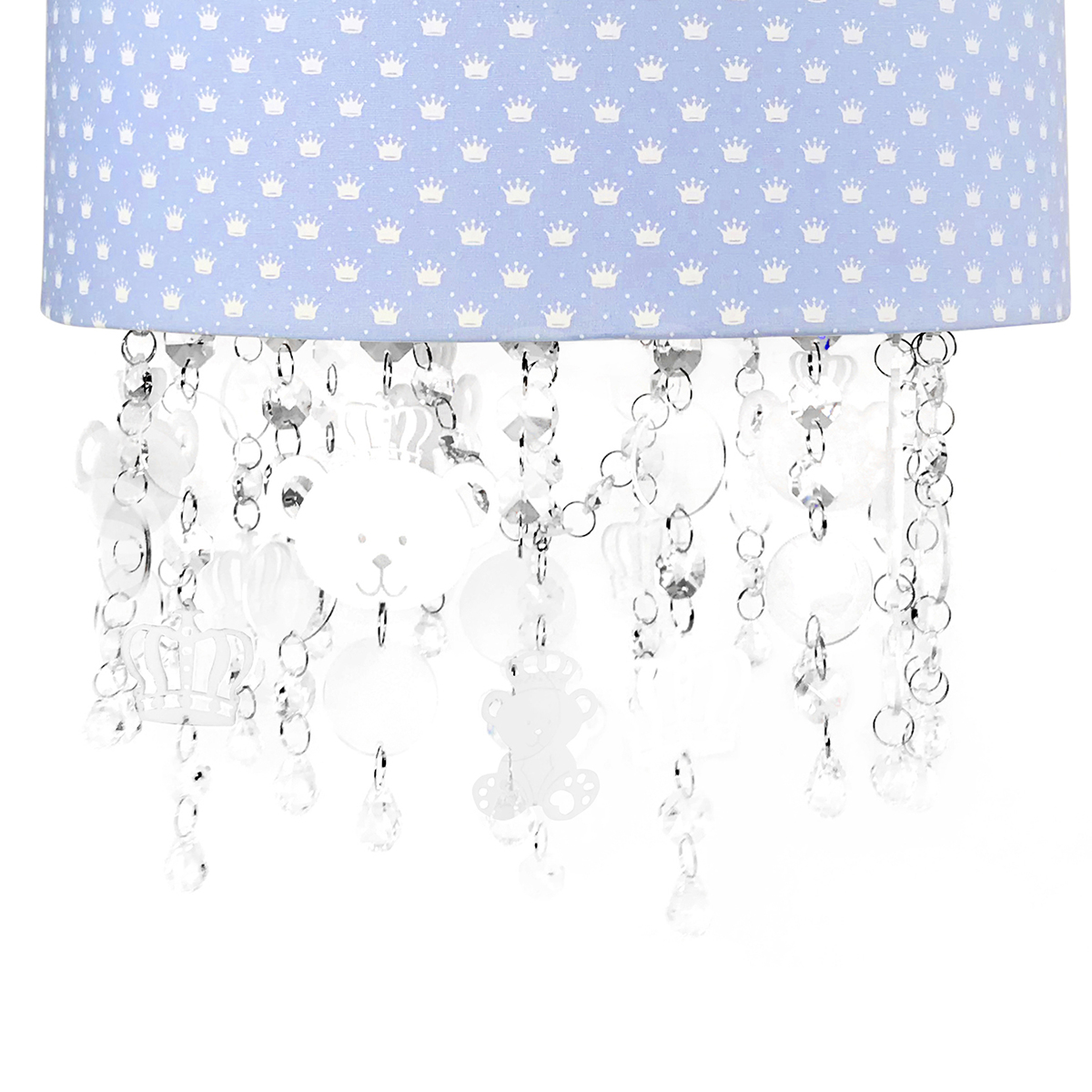 Lustre Tubular Cristais Ursinho Príncipe Quarto Bebê Infantil Menino