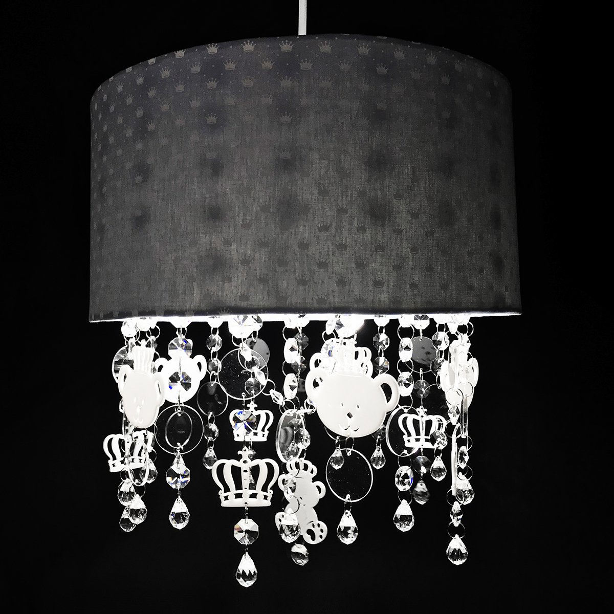 Lustre Tubular Cristais Ursinho Príncipe Quarto Bebê Infantil Menino