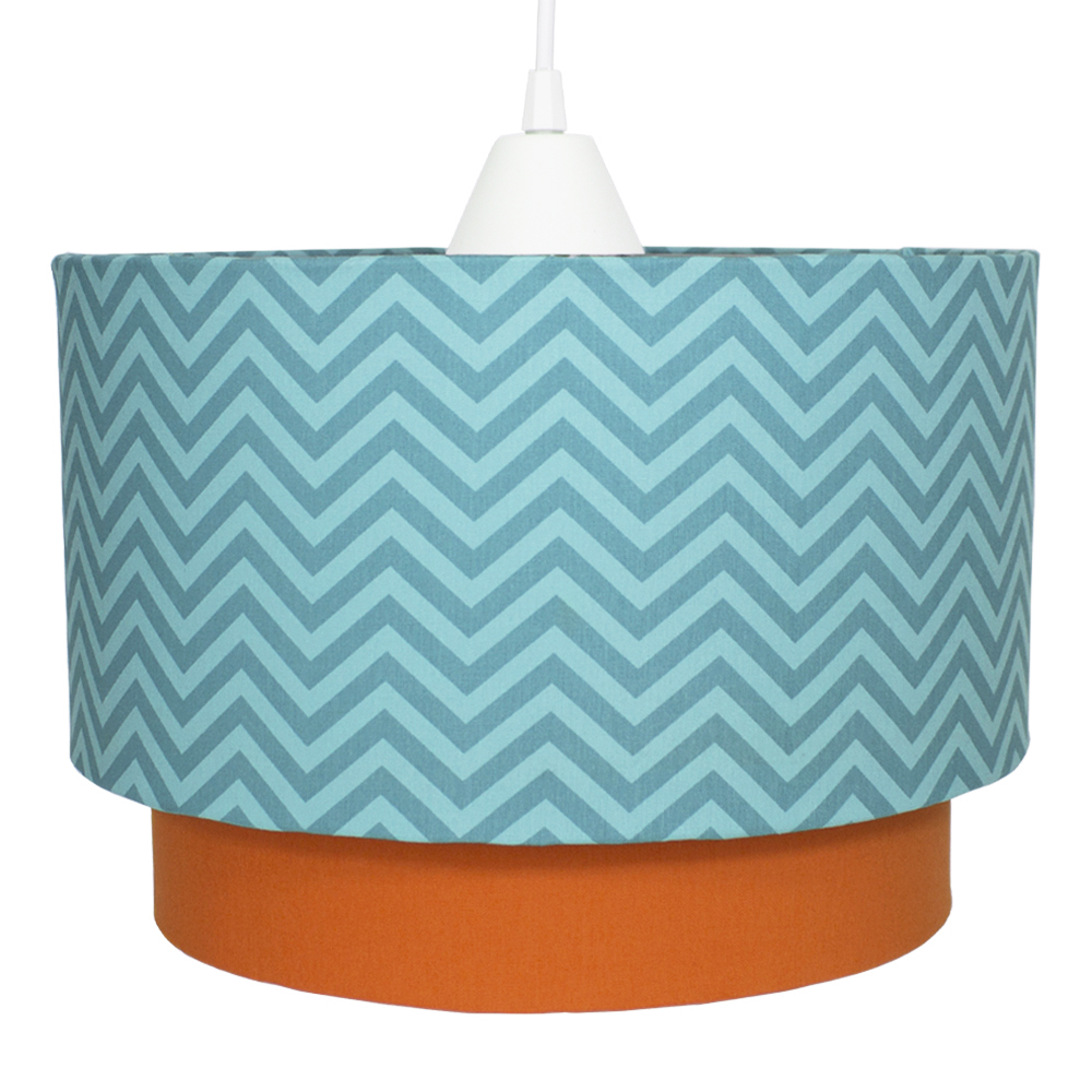 Lustre Tubular Duplo Chevron Turquesa Quarto Bebê Infantil Unissex