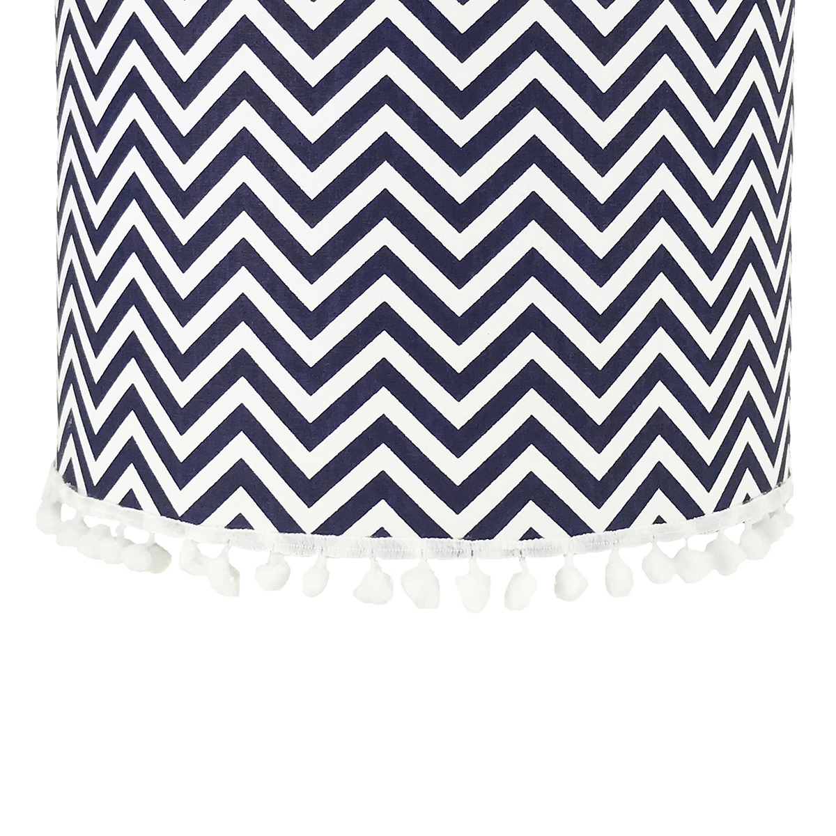 Lustre Tubular Pompom Chevron Marinho Quarto Bebê Infantil Menino Menina