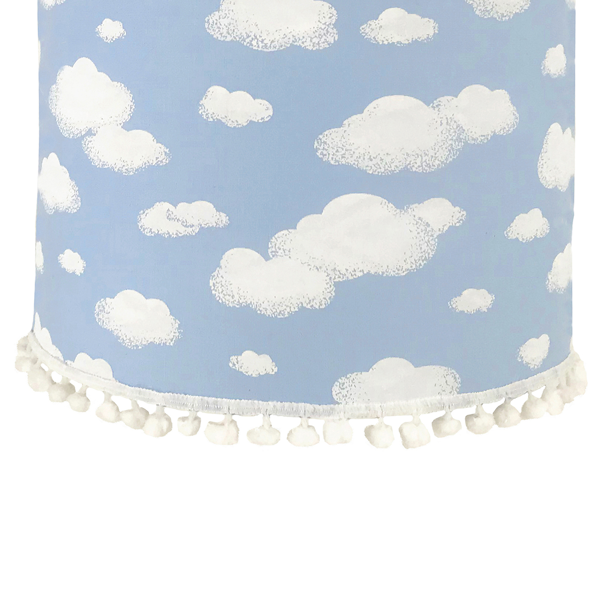 Lustre Tubular Pompom Nuvem Azul Quarto Bebê Infantil Menino