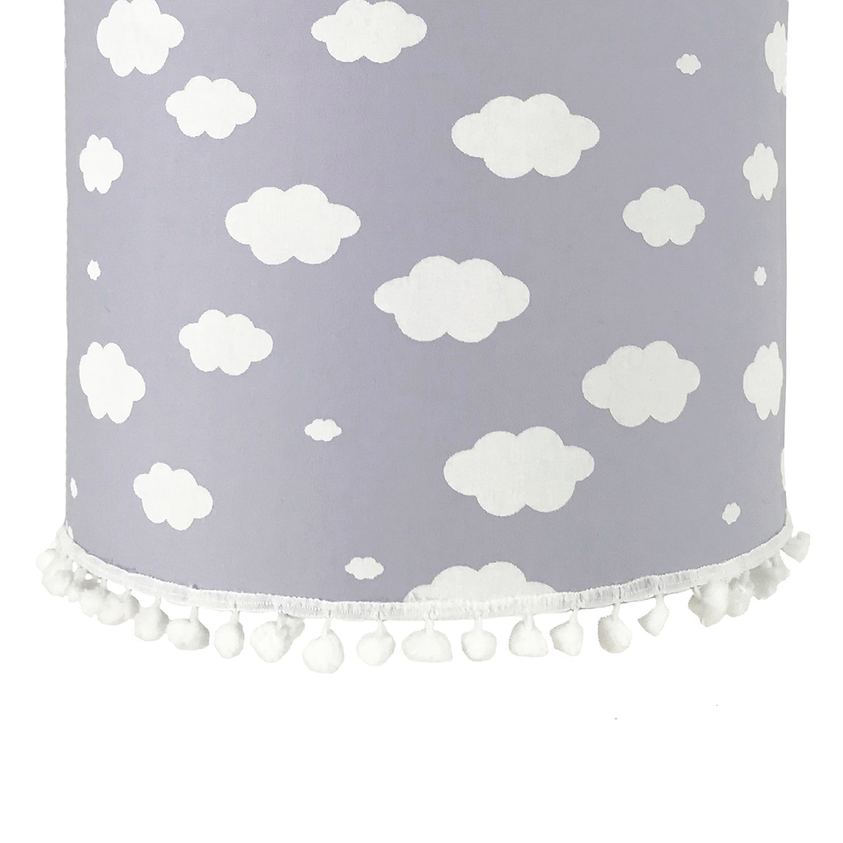 Lustre Tubular Pompom Nuvem Cinza Quarto Bebê Infantil Menino Menina
