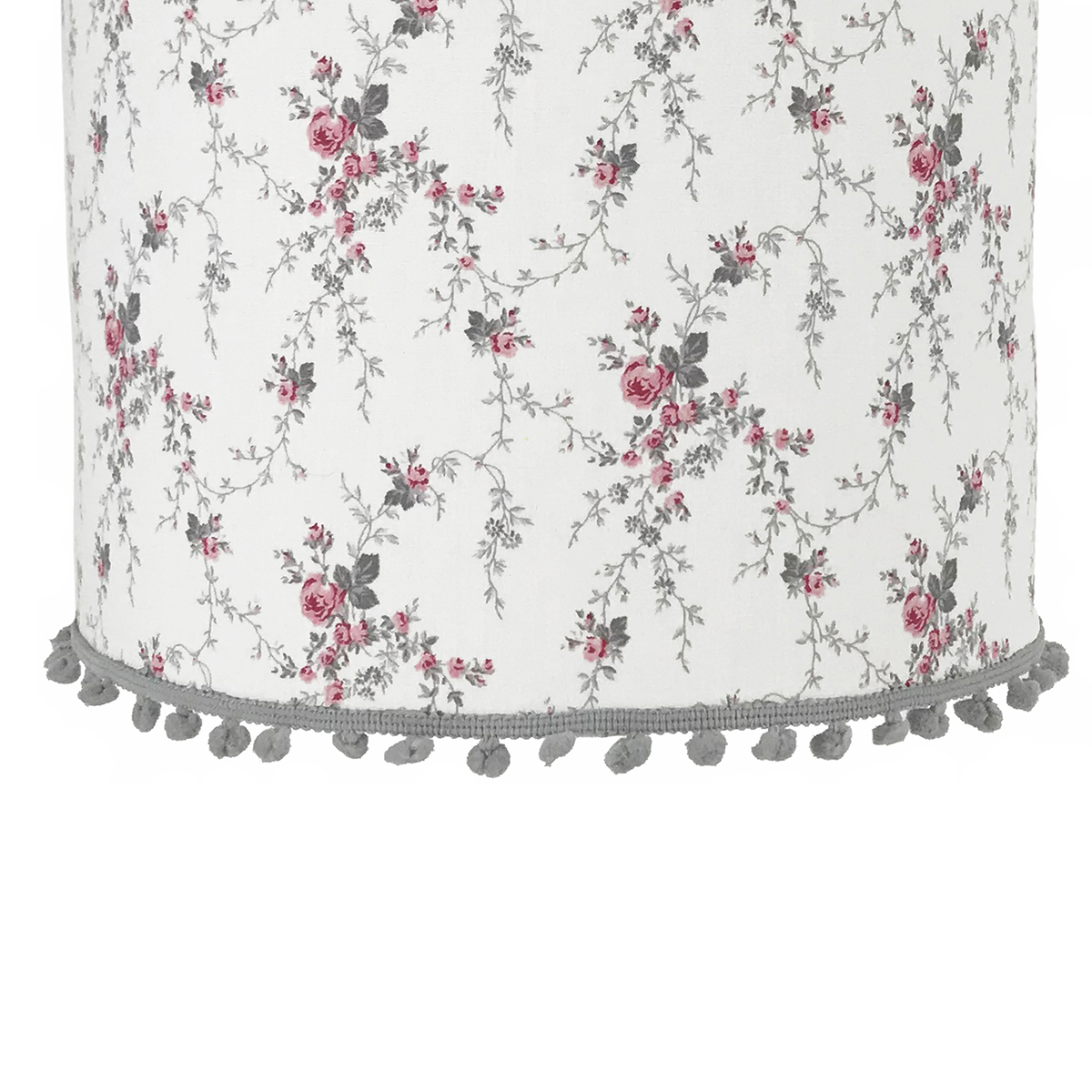 Lustre Tubular Pompom Provençal Cinza Quarto Bebê Infantil Menina