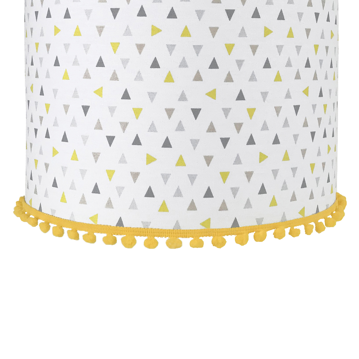 Lustre Tubular Pompom Triângulos Amarelos Quarto Bebê Infantil Menino Menina