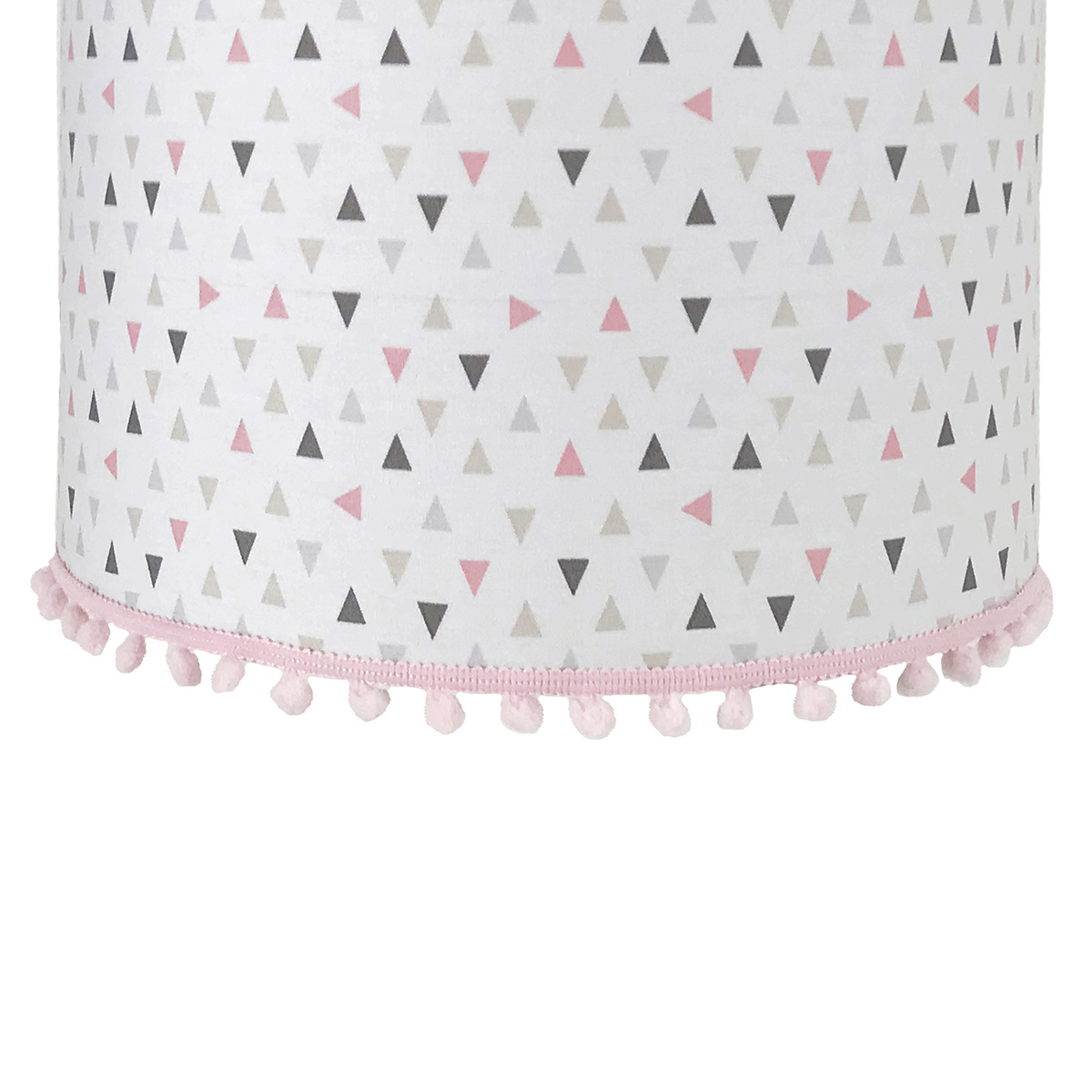 Lustre Tubular Pompom Triângulos Rosa Quarto Bebê Infantil Menina