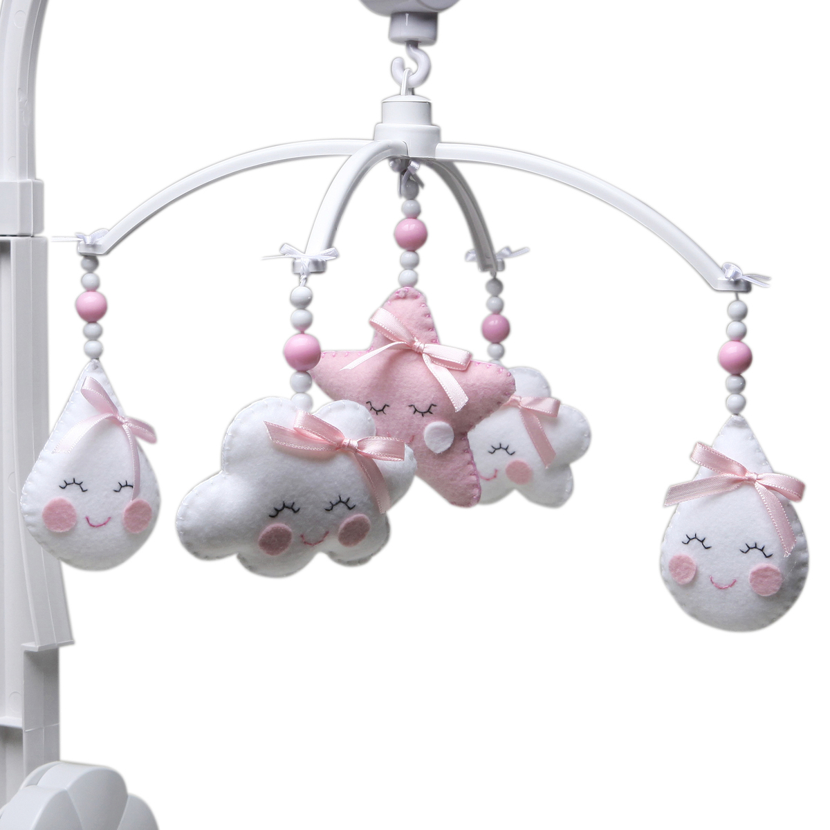 Móbile Musical Chuva De Amor Rosa Quarto Bebê Infantil Menina
