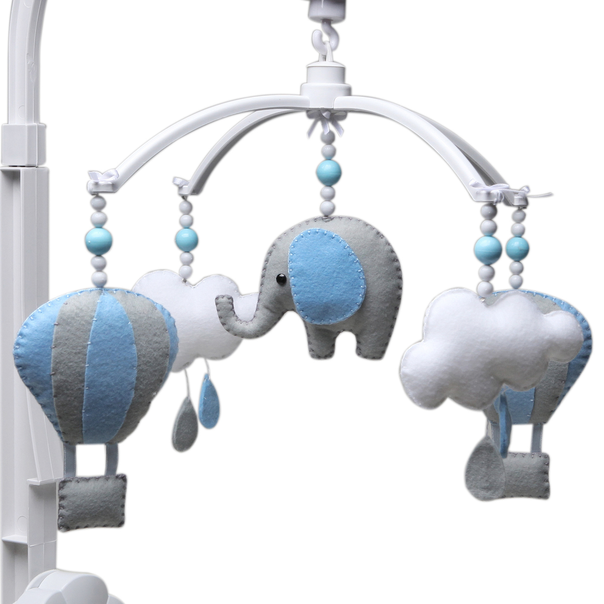 Móbile Musical Elefante Balão Azul Quarto Bebê Infantil Menino