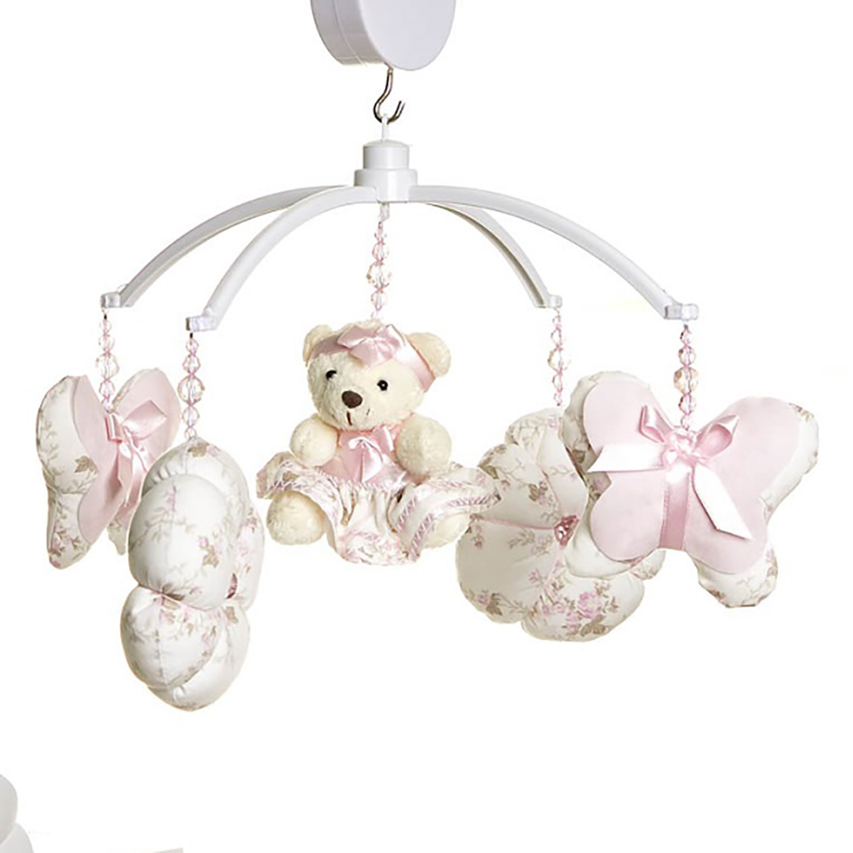 Móbile Musical Ursinha, Flores E Borboletas Quarto Bebê Menina