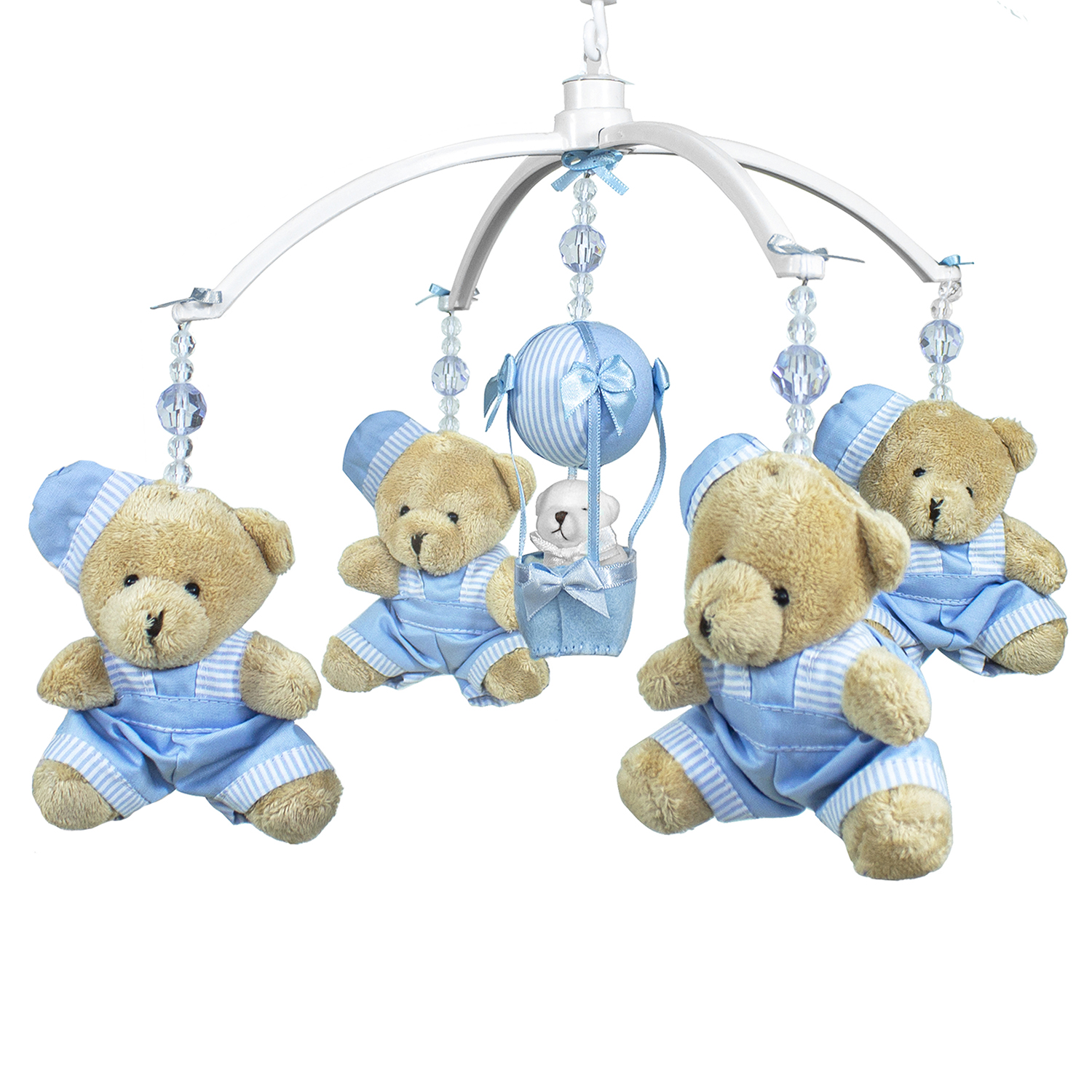 Móbile Musical Ursinho Azul e Balão Quarto Bebê Infantil Menino