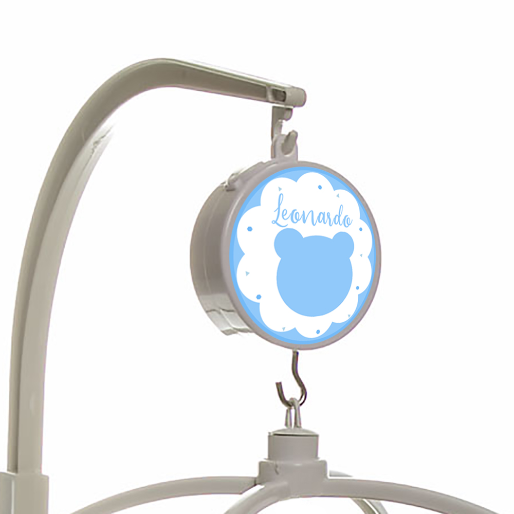 Móbile Musical Ursinho Azul e Balão Quarto Bebê Infantil Menino