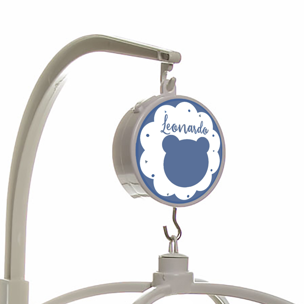 Móbile Musical Ursinho Marinho e Balão Quarto Bebê Infantil Menino