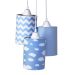 Pendente 3 Tubinhos Nuvem Chevron Azul Quarto Bebê Infantil Menino