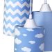 Pendente 3 Tubinhos Nuvem Chevron Azul Quarto Bebê Infantil Menino