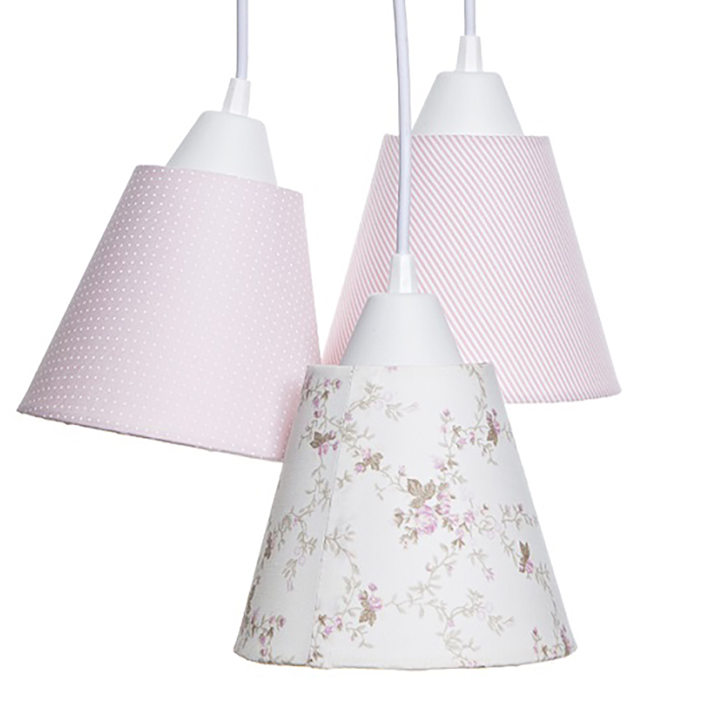 Pendente Com 3 Cúpulas Rosa Quarto Bebê Infantil Menina