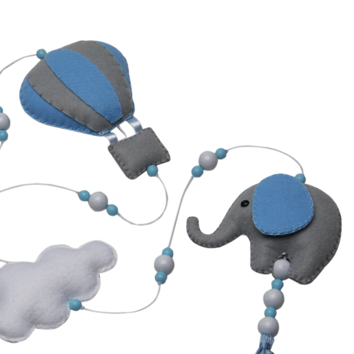Pingente De Cortina Elefante Balão Azul Quarto Bebê Infantil Menina Menino
