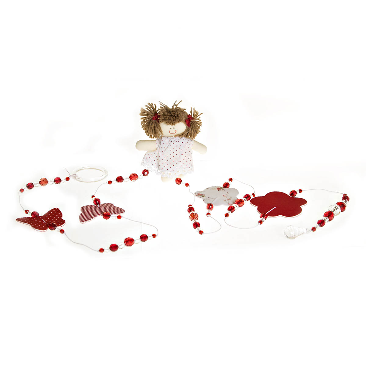 Pingente De Cortina Menina Vermelho Quarto Bebê Infantil Menina (Par)