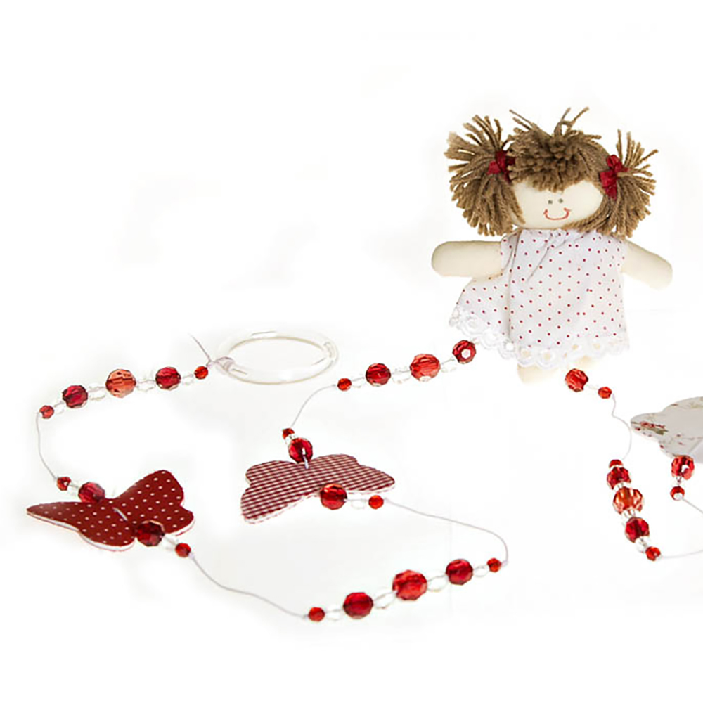Pingente De Cortina Menina Vermelho Quarto Bebê Infantil Menina (Par)