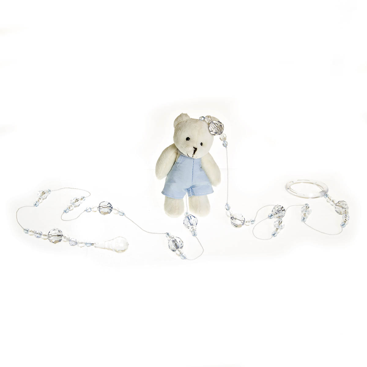 Pingente De Cortina Urso Com Roupa Azul Quarto Bebê Infantil Menino (Unidade)
