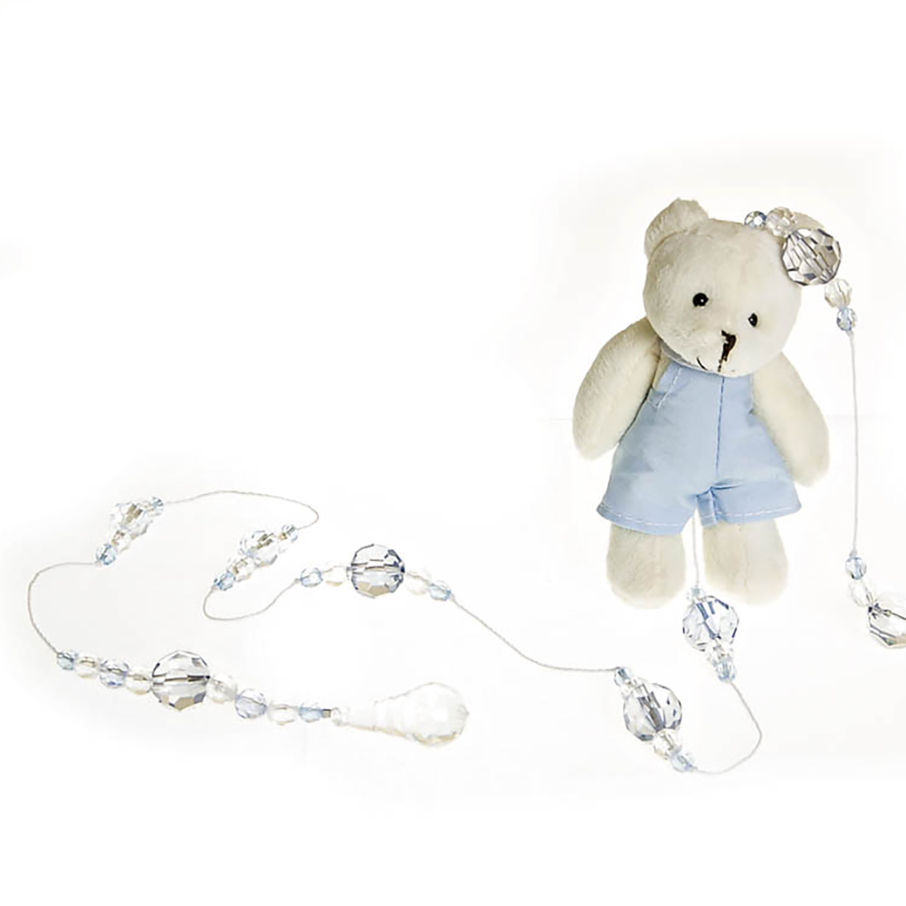 Pingente De Cortina Urso Com Roupa Azul Quarto Bebê Infantil Menino (Unidade)
