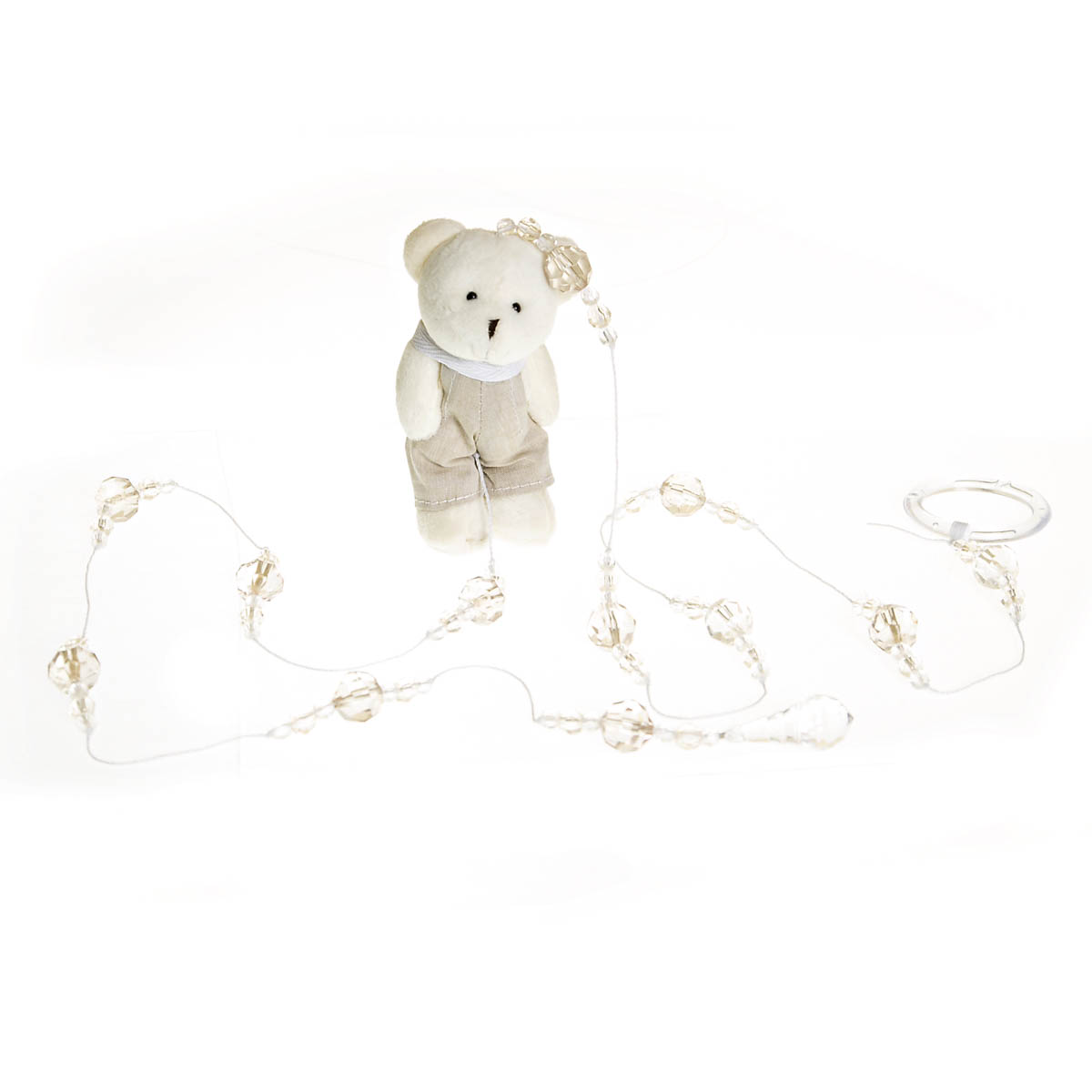 Pingente De Cortina Urso Com Roupa Bege Quarto Bebê Infantil Menina Menino (Unidade)
