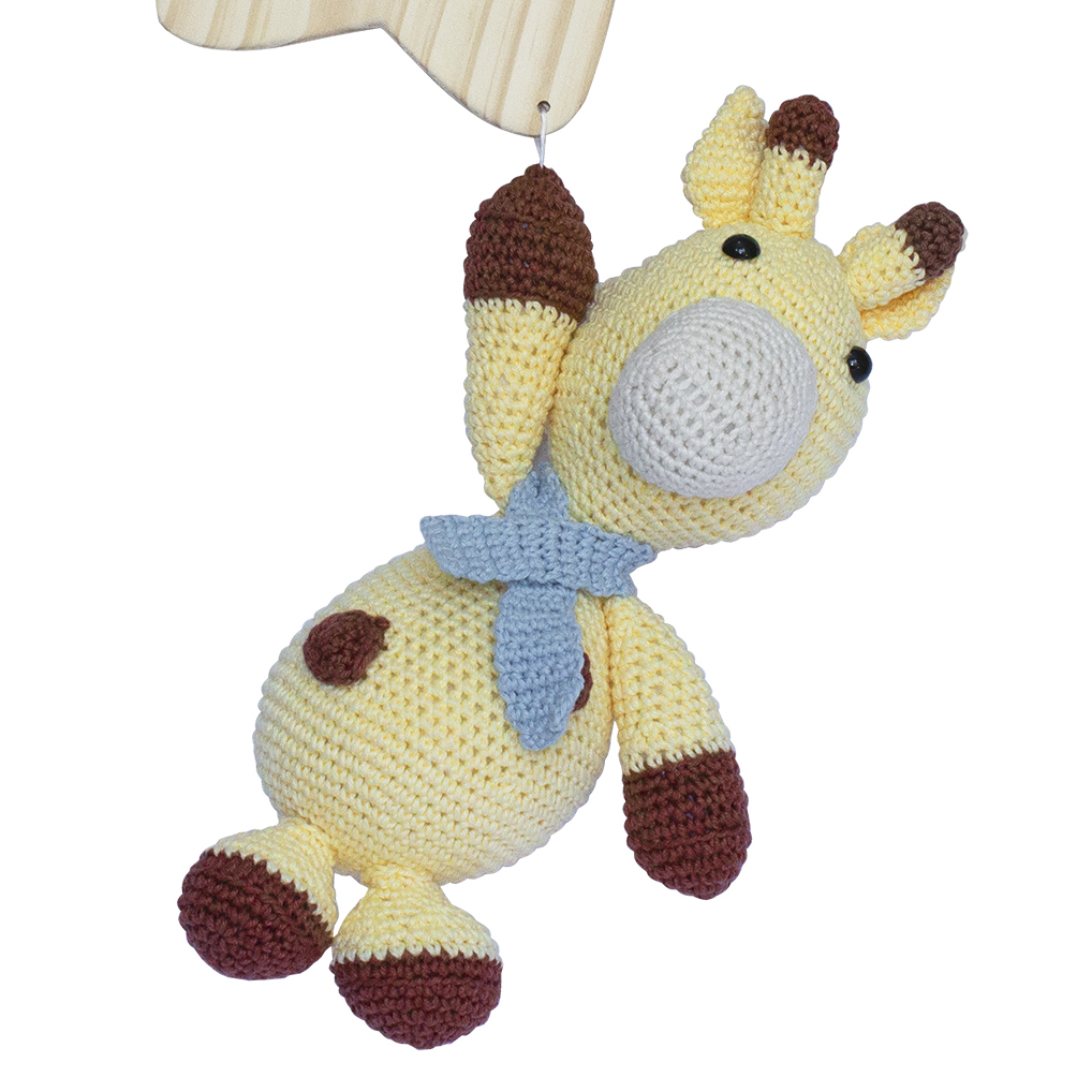 Porta Maternidade Estrela com Girafa de Cachecol Azul Quarto Bebê Infantil Menino