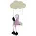 Porta Maternidade Nuvem Balança com Flamingo Quarto Bebê Infantil Menina