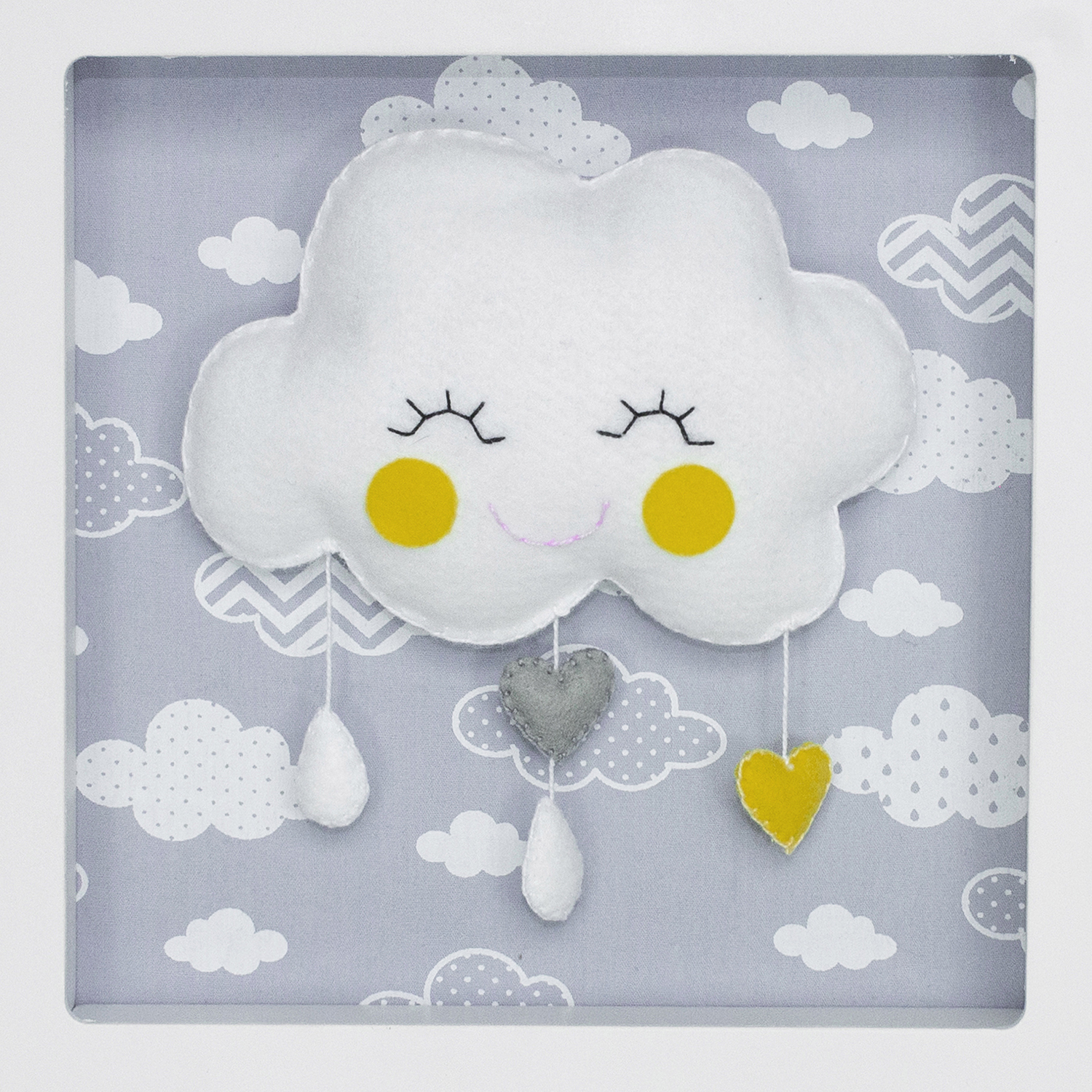 Porta Maternidade Quadro Acrílico Chuva de Amor Cinza Quarto Bebê Infantil Unissex