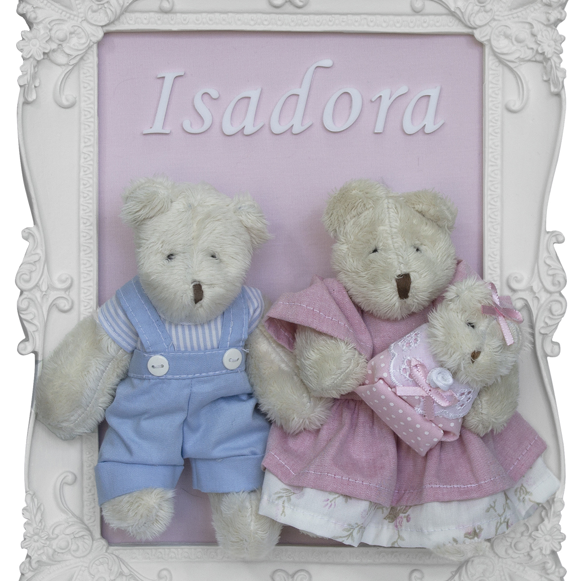 Porta Maternidade Quadro Família Urso com Bebê Menina Quarto Bebê Infantil