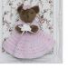 Porta Maternidade Quadro Ursa Marrom Vestido de Crochê e Buquê de Flor Quarto Bebê Infantil Menina