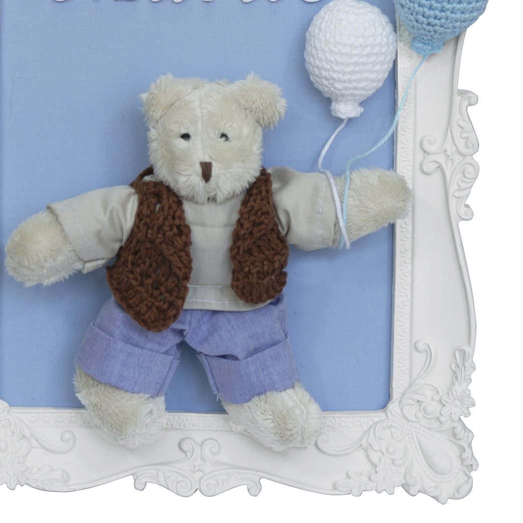 Porta Maternidade Quadro Urso e Bexigas Quarto Bebê Infantil Menino