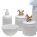 Potes, Garrafa, Molhadeira e Porta Álcool-Gel Com Capa Cavalinho Dourado Quarto Bebê Infantil Menina Menino